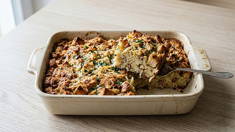 Bramborová nádivka: Tradiční česká příloha ze starého pečiva a brambor