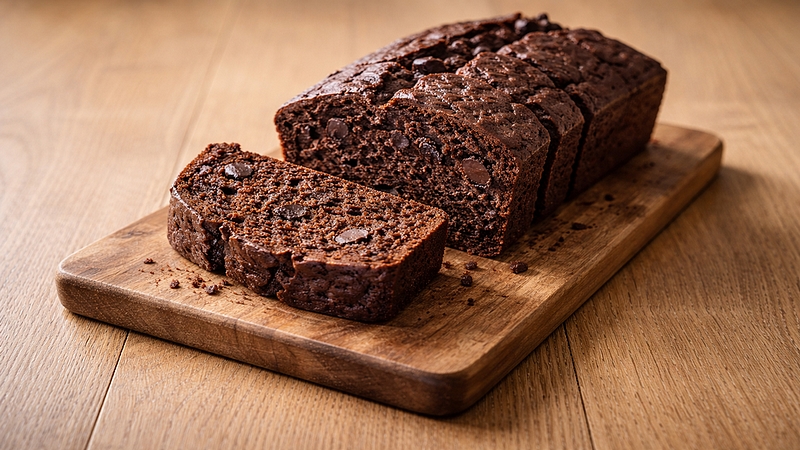 Čokoládový sladký chlebík: Vláčný domácí chlebíček s kousky čokolády