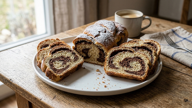 Dvoubarevný závin: Nadýchaný kynutý dezert s kakaem