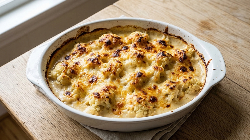 Gratinovaný květák: Jemná zelenina pod zlatavou sýrovou omáčkou