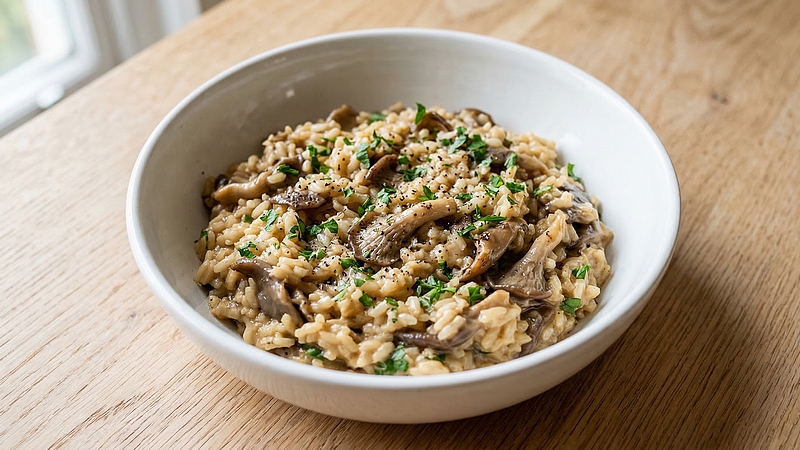 Hlíva s rýží: Jednoduchý houbový pokrm plný vůně česneku a bylinek