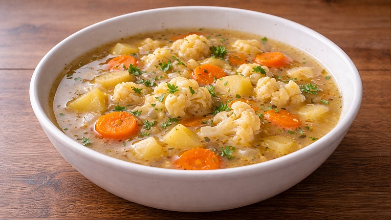 Květáková bramboračka: Hustá a voňavá polévka plná chuti