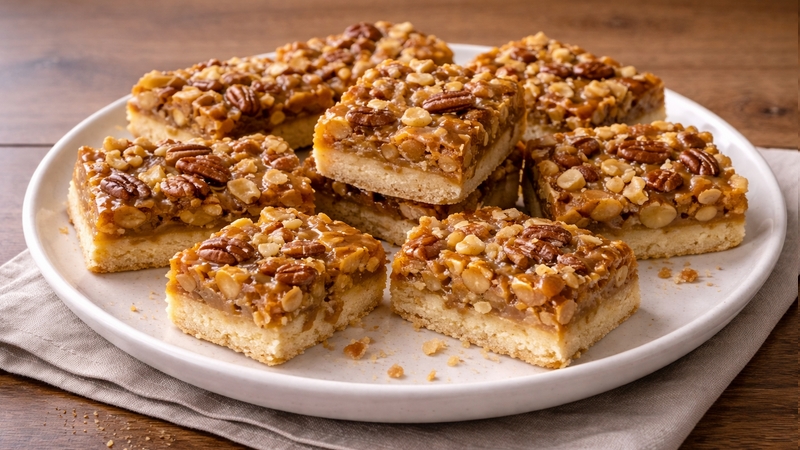 Karamelovo-ořechové řezy: Křehký dezert s bohatou chutí
