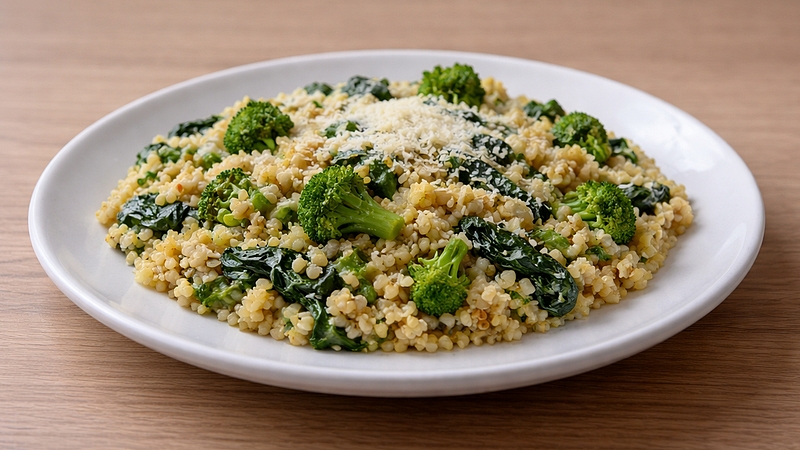 Jáhly nazeleno: Jemná zeleninová pánev se špenátem a brokolicí