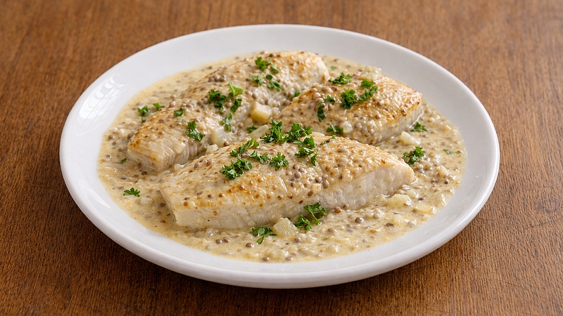 Dušené rybí filé v hořčičné omáčce: Jemné, šťavnaté a plné chuti