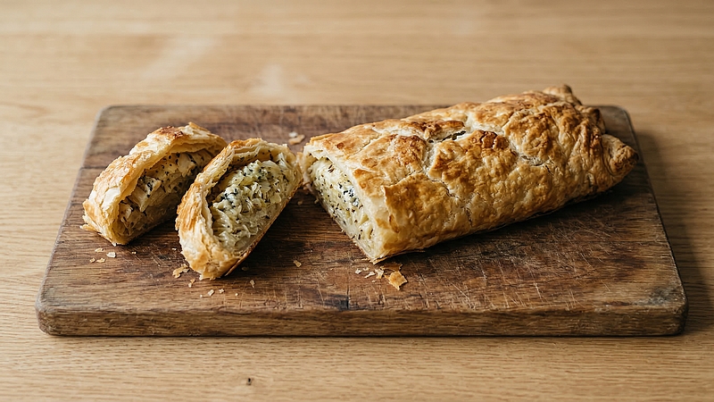 Štrůdl se zelím a nivou: Křupavý závin plný výrazné chuti