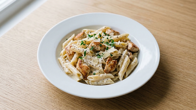 Těstoviny s pepřovo-smetanovou omáčkou a kuřecím masem: Krémová večeře hotová za 30 minut