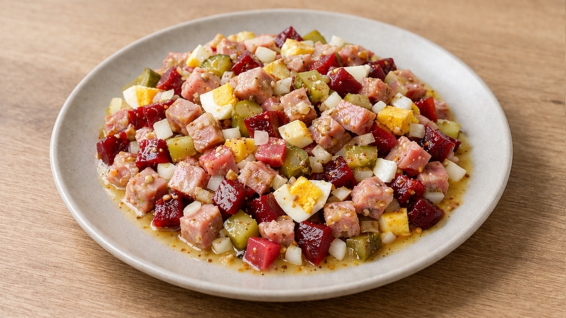 Tlačenkový salát s hořčičnou zálivkou