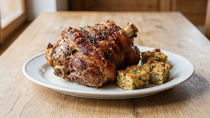 Velikonoční nádivka s pečeným kolenem: Sváteční pochoutka s křupavou kůží