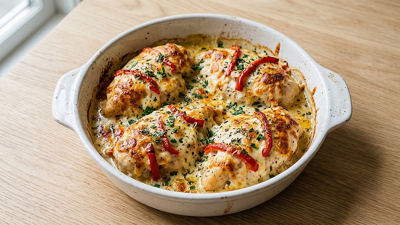 Zapečená kuřecí prsa: Šťavnaté maso pod zlatavou sýrovou pokrývkou