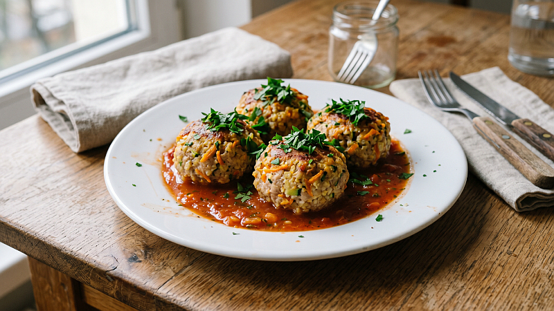 Masové koule s bulgurem a zeleninou