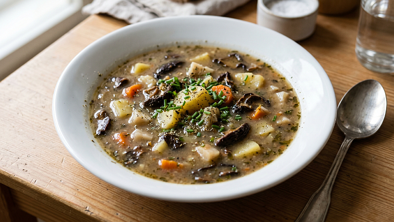 Bramboračka se sušenými houbami