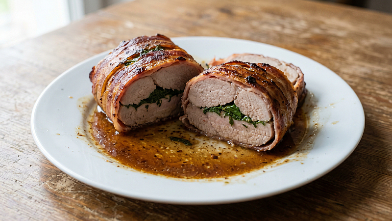 Vepřové na slanině s medvědím česnekem