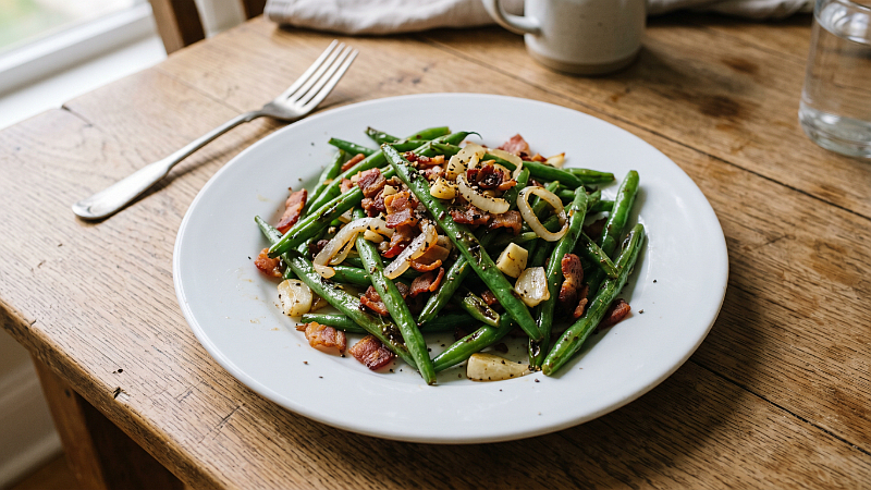 Fazolové lusky se slaninou