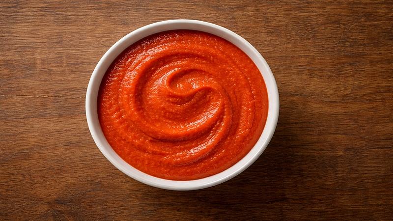 Omáčka z pečených červených paprik s česnekem a cibulí