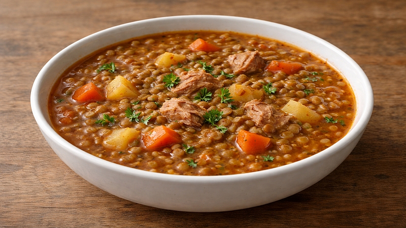 Čočková polévka s tuňákem