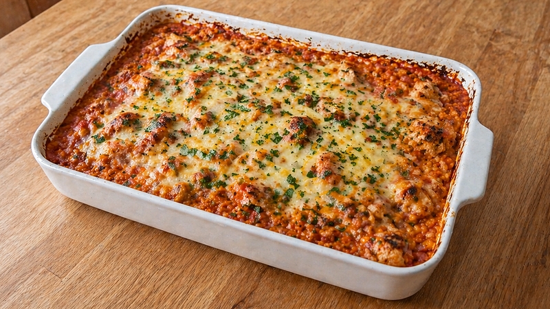 Zapečená červená čočka s kuřecím