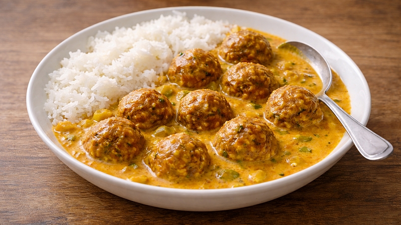 Masové kuličky v kari omáčce: Krémové s kokosovým mlékem