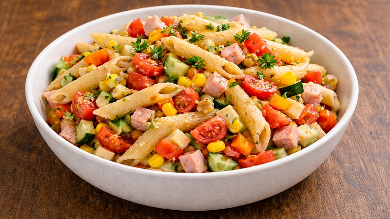 Těstovinový salát se šunkou: Klasika na studeno