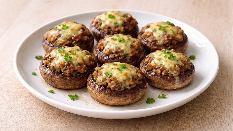 Plněné žampiony s mletým masem: Jednoduchá a šťavnatá klasika