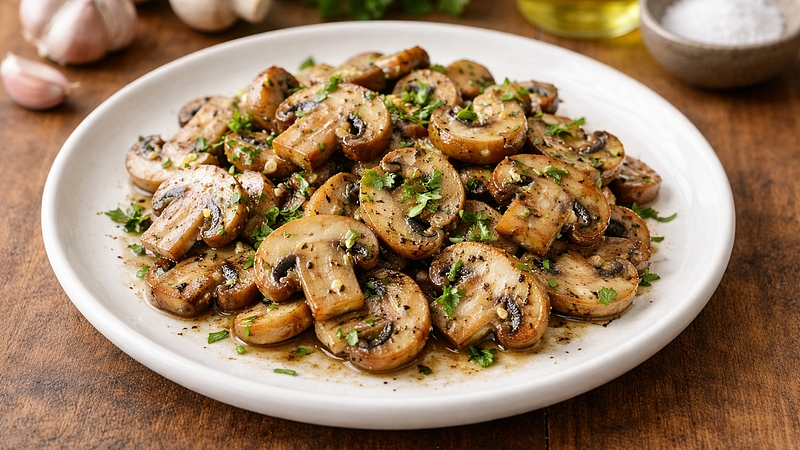 Restované žampiony s bylinkami: Jednoduchá a voňavá příloha