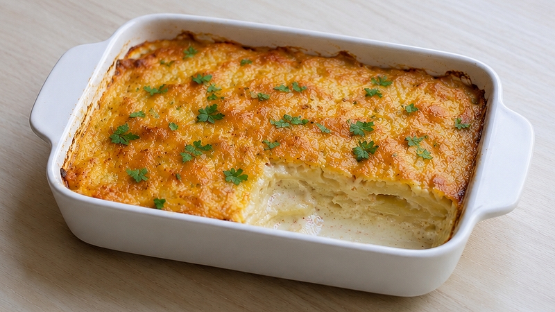 Gratinované brambory s hořčicí a sýrem