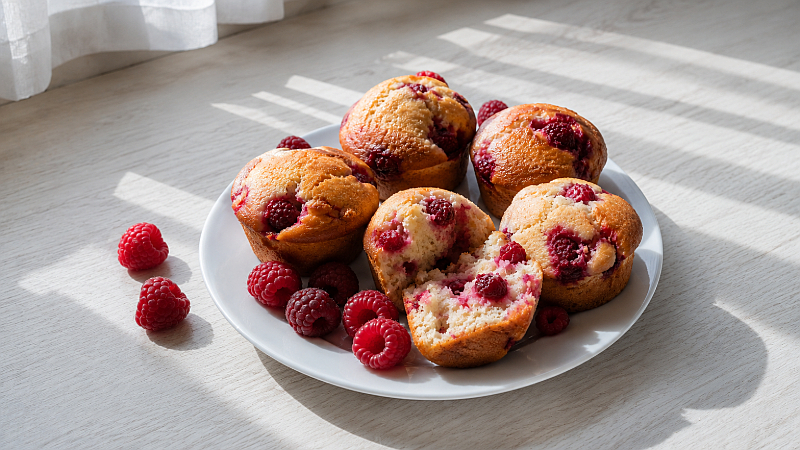 Malinové muffiny s vanilkou